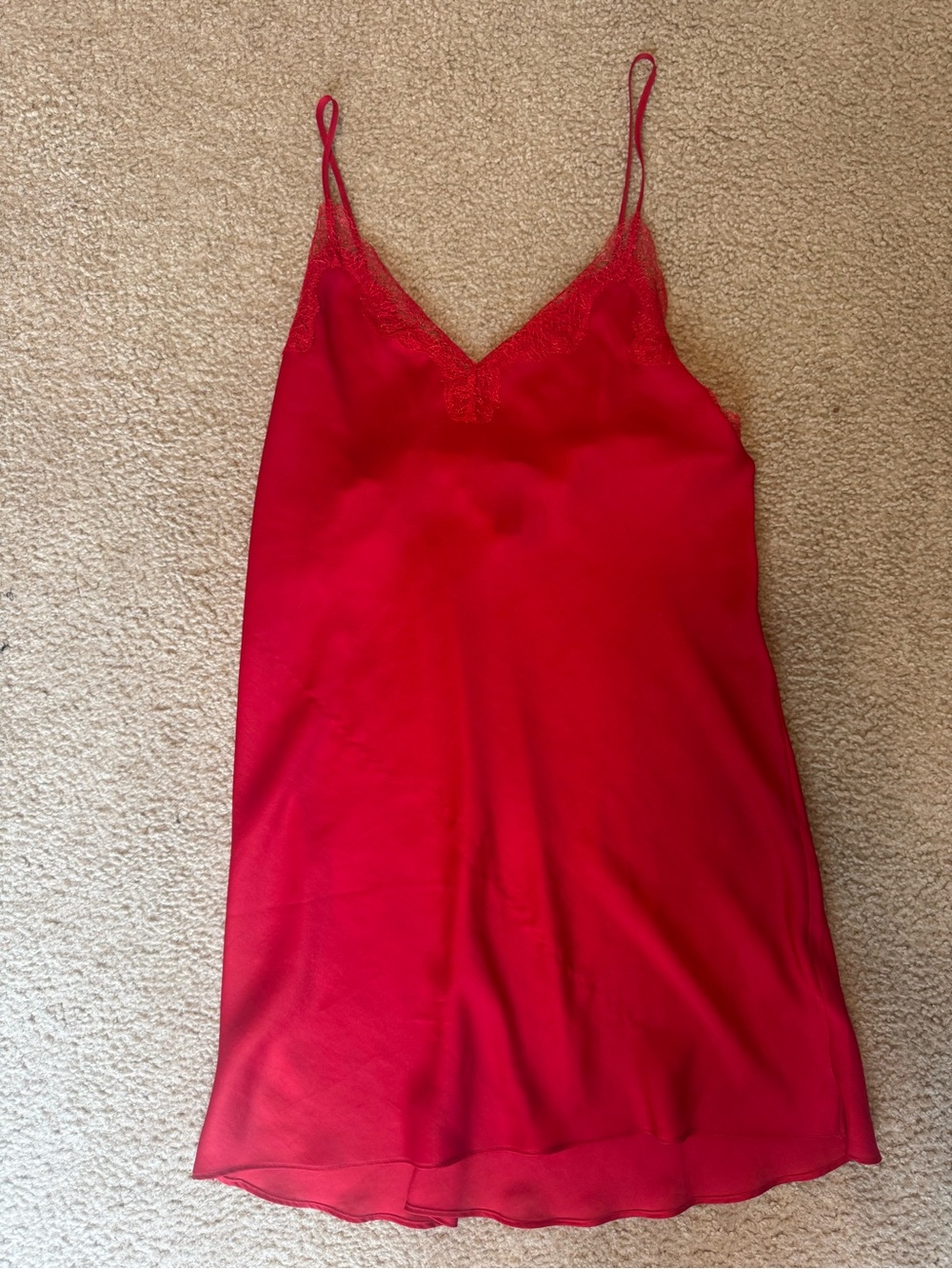 Victoria's Secret Red Lace-Trim Slip